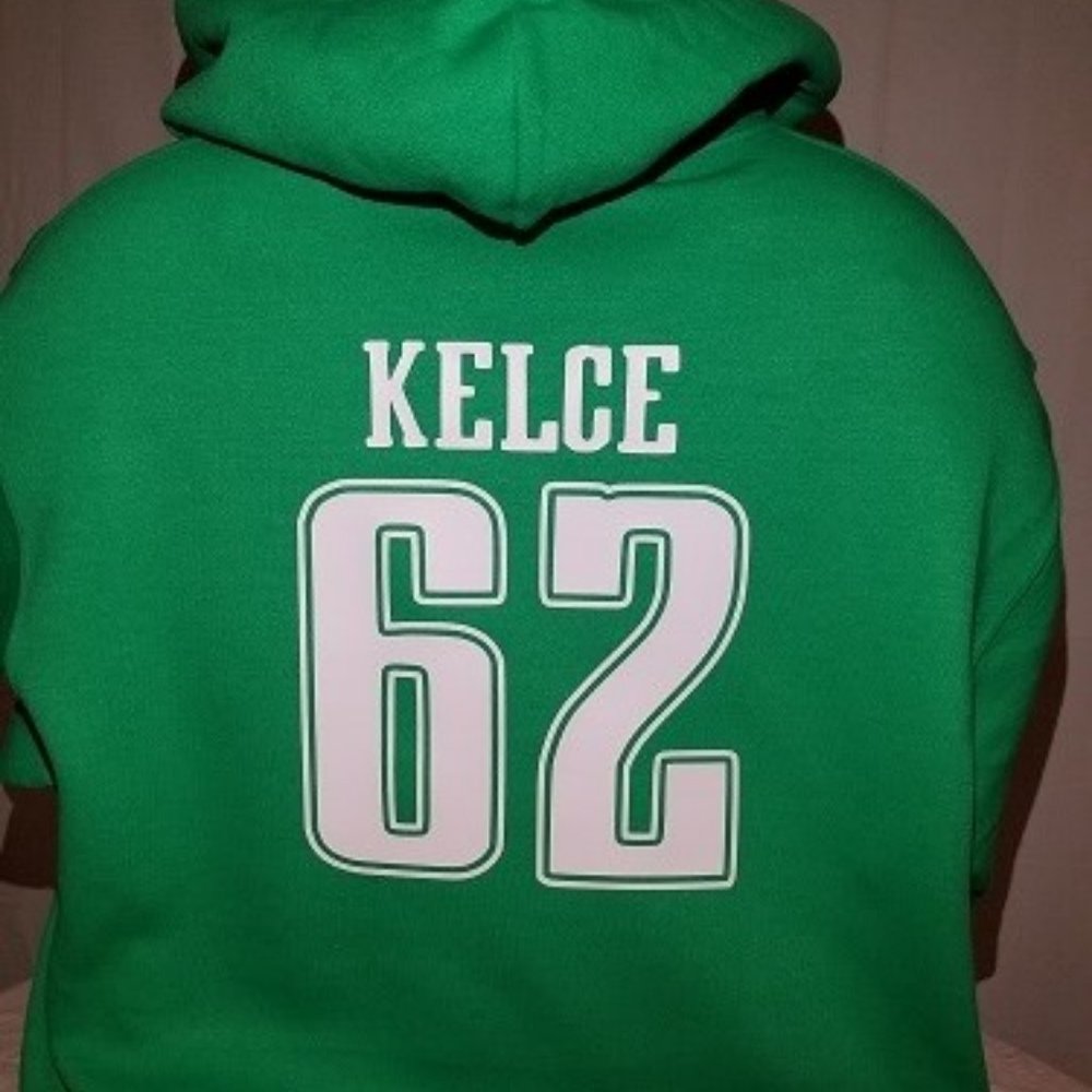 Philadelphia Football Kelly Green Jersey Hoodie # 62 Jason Kelce XXXL